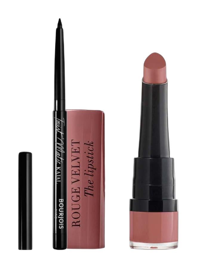 BOURJOIS PARIS Pencil Kajal Twist Matic Eyeline 01 Char'kohl & Rouge Velvet The Lipstick 2.4 g 13 Nohalicious Bundle - Image 1